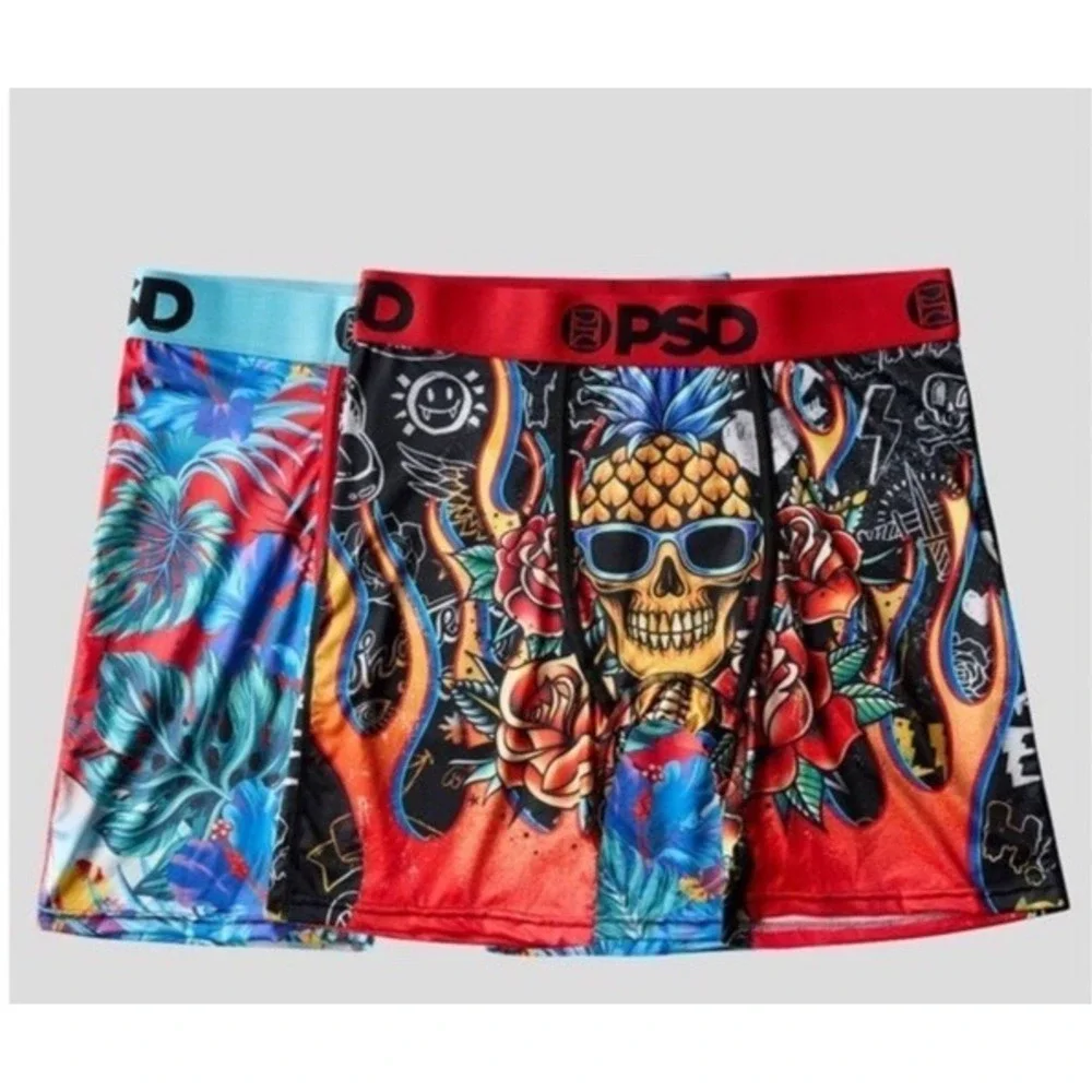 Brand New Men's PSD Tropical Pineapple Skull Print Underwear Size Large, 2 Pair